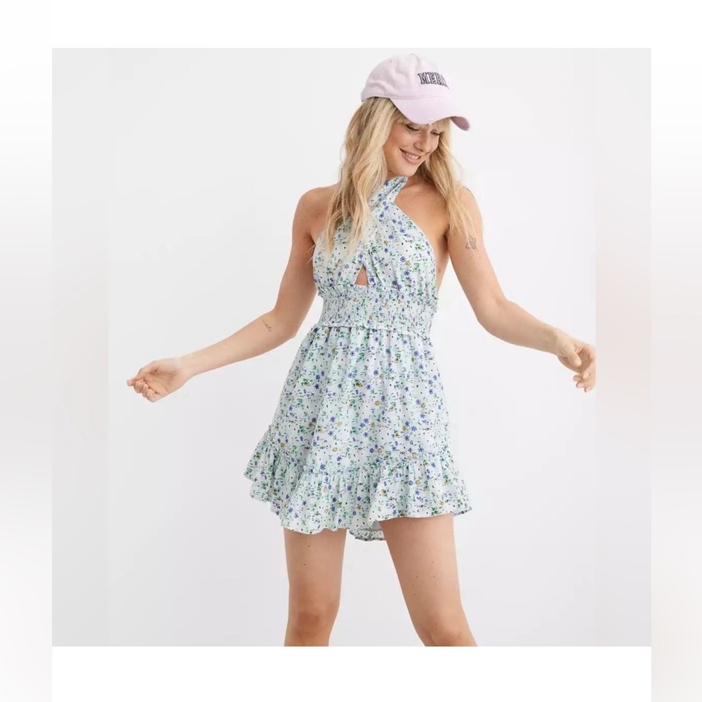 Aerie Floral Halter Sexy Dress